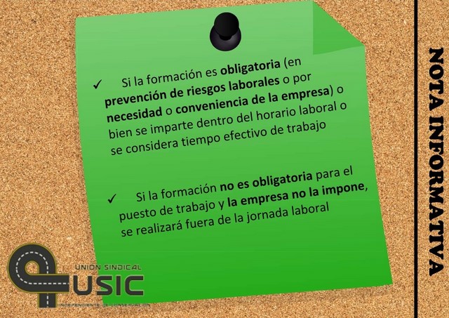 Nota informativa sobre formación Nota informativa sobre formación